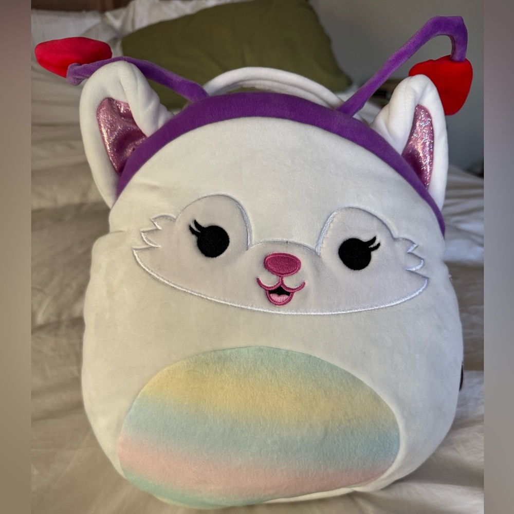 Squishmallows White and Pink Plush with Heart Details